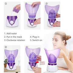 Facial Steamer | Professional Face Sauna Mask & Steam Inhaler | Moisturizer with Aroma Diffuser (Purple)