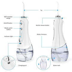 Portable Dental Water Flosser | 300ml Advanced Oral Care Device in White Edition