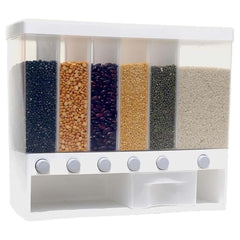 Wall Mounted 6-Section Cereal Dispenser – Space-Saving Kitchen Storage for Dry Foods