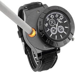 Men's Sports Silicone Quartz Watch with USB Lighter | Waterproof & Rechargeable