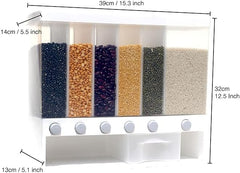 Wall Mounted 6-Section Cereal Dispenser – Space-Saving Kitchen Storage for Dry Foods