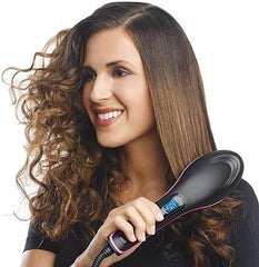 Simply Straight Ceramic Hair Straightening Brush | Black/Pink | Safe & Damage-Free Styling