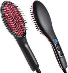 Simply Straight Ceramic Hair Straightening Brush | Black/Pink | Safe & Damage-Free Styling