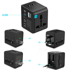 Universal Travel Adapter - Worldwide Mobile Charger with USB & Type-C Ports | High-Speed 1500W Output | Compact & Versatile International Power Solution