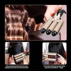 3-Barrel Ceramic Curling Wand – LCD Display, 14 Temp Settings for Perfect Waves & Curls