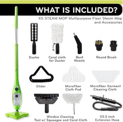 X5 Mop 5-in-1 Handheld Steam Cleaner | Powerful Home Cleaning with 11 Accessories