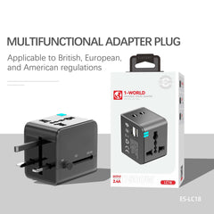 Universal Travel Adapter - Worldwide Mobile Charger with USB & Type-C Ports | High-Speed 1500W Output | Compact & Versatile International Power Solution