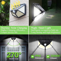 Waterproof Outdoor Motion Sensor Infrared Wall Lamp | 100 LED Solar-Powered Garden Sensor Light | Easy Installation, Versatile Mounting on Walls, Trees, Glass & Metal